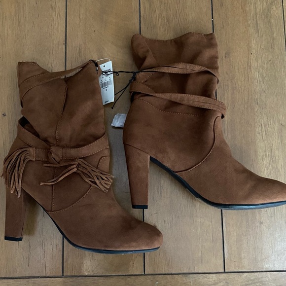 NWT EXPRESS brown mid-calf heel boots size 8 - Picture 5 of 12